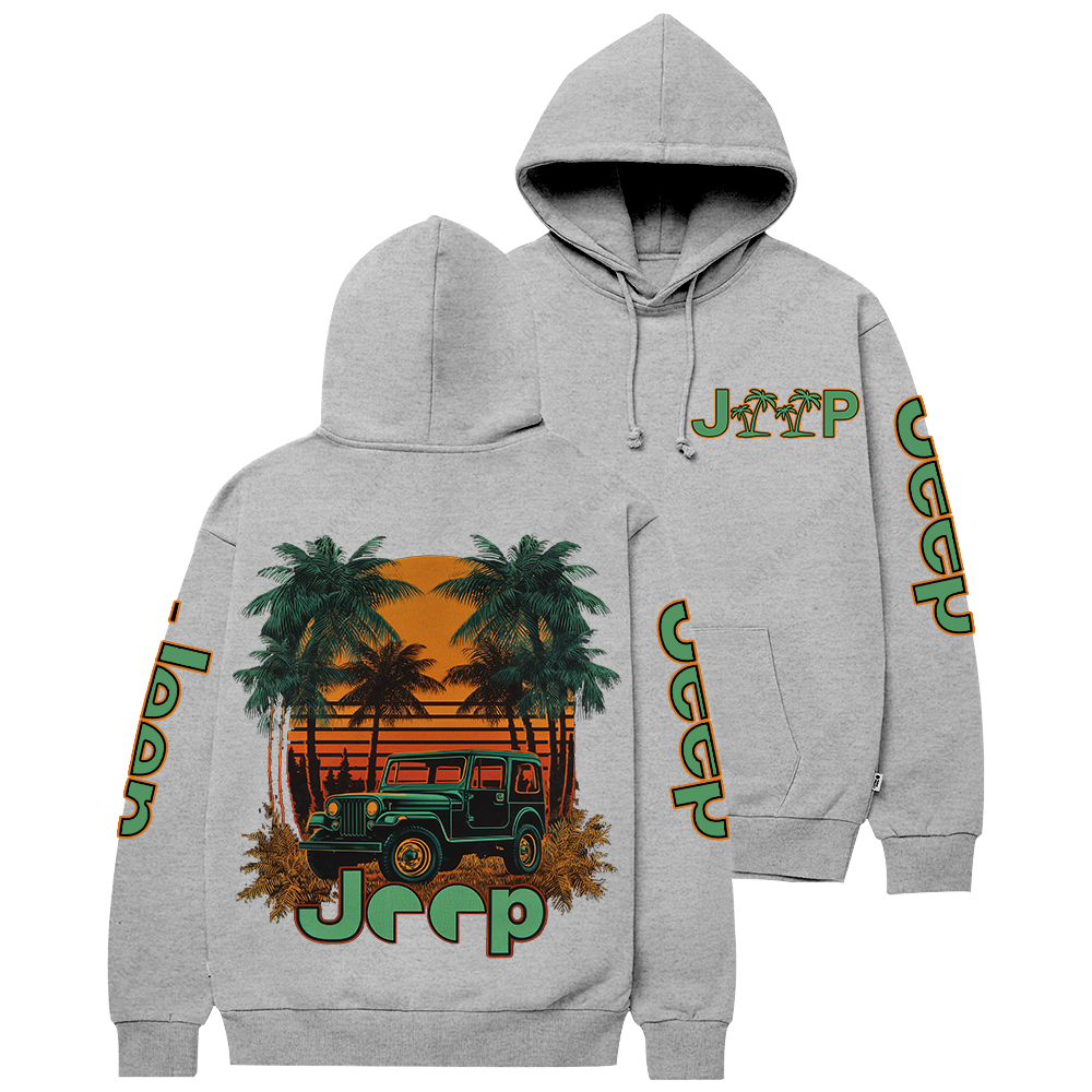 Palm Tree Off-Road Beach Sunset Jp Casual Hoodie