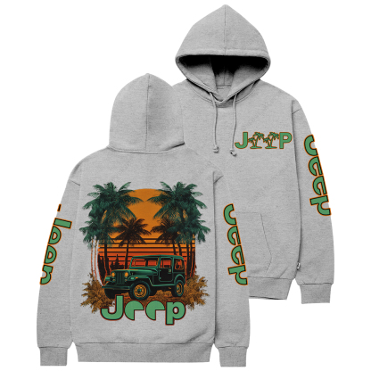 Palm Tree Off-Road Beach Sunset Jp Casual Hoodie