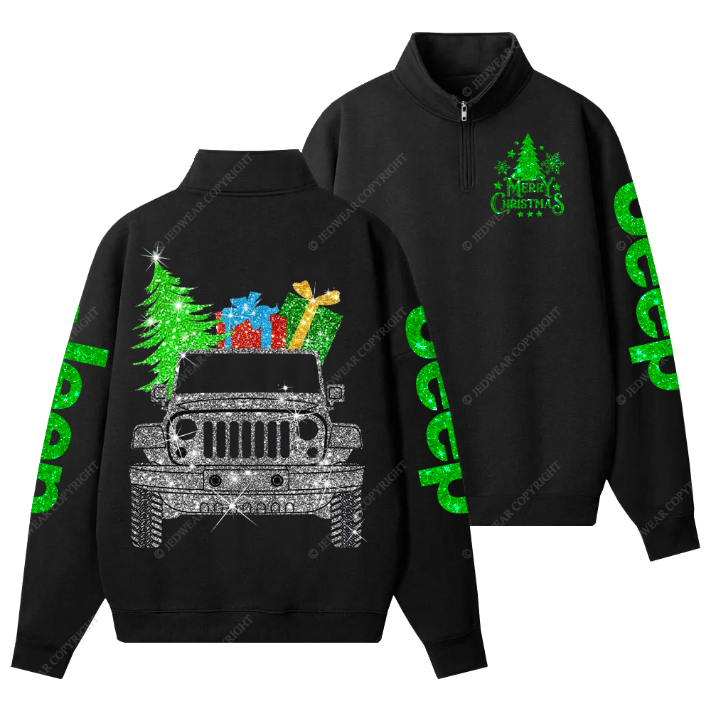 Merry Christmas Bling Jp Half-Zip Jacket Sweatshirt
