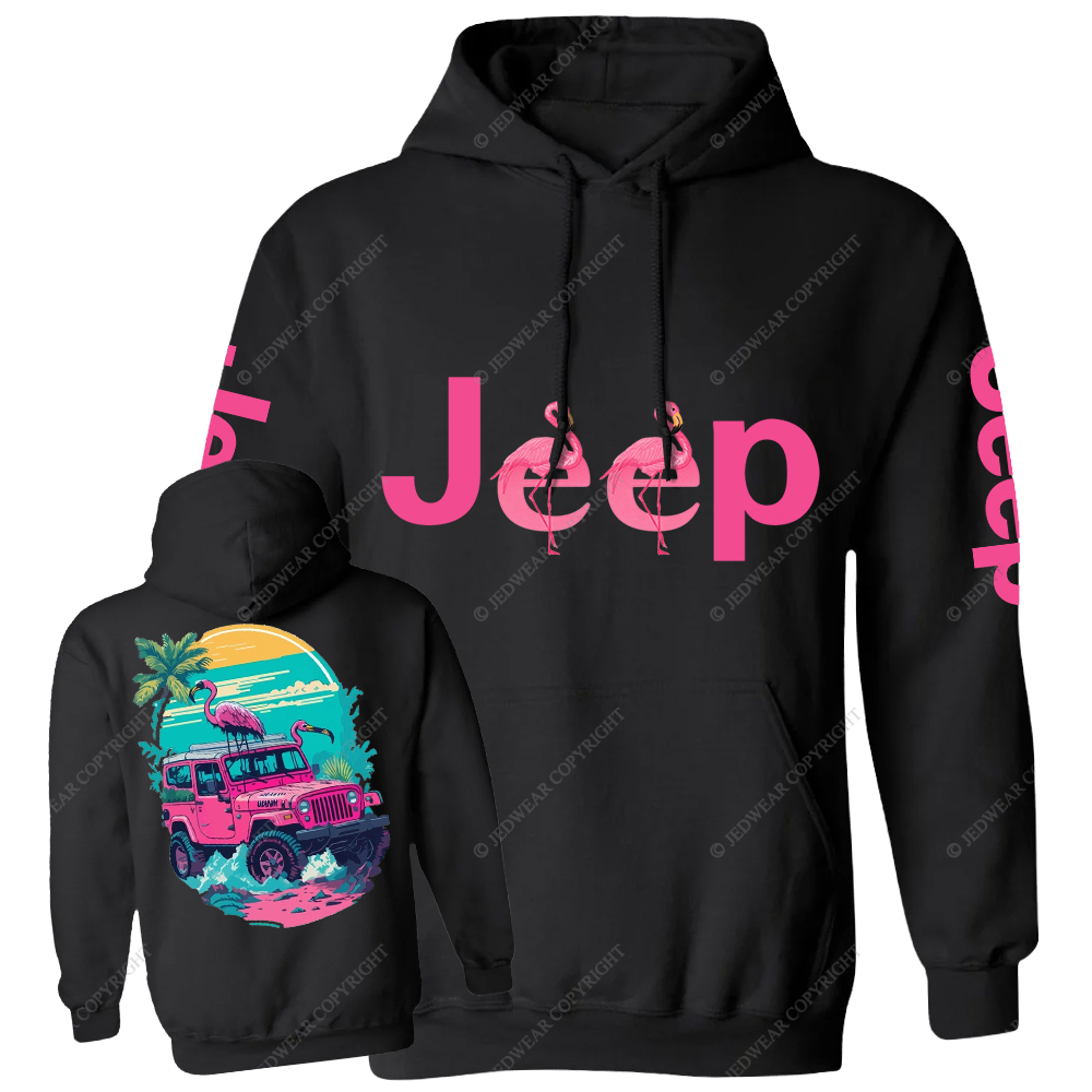 Pink Off-Road And Pink Swan Flamingo On The Seashore Jp Casual Hoodie