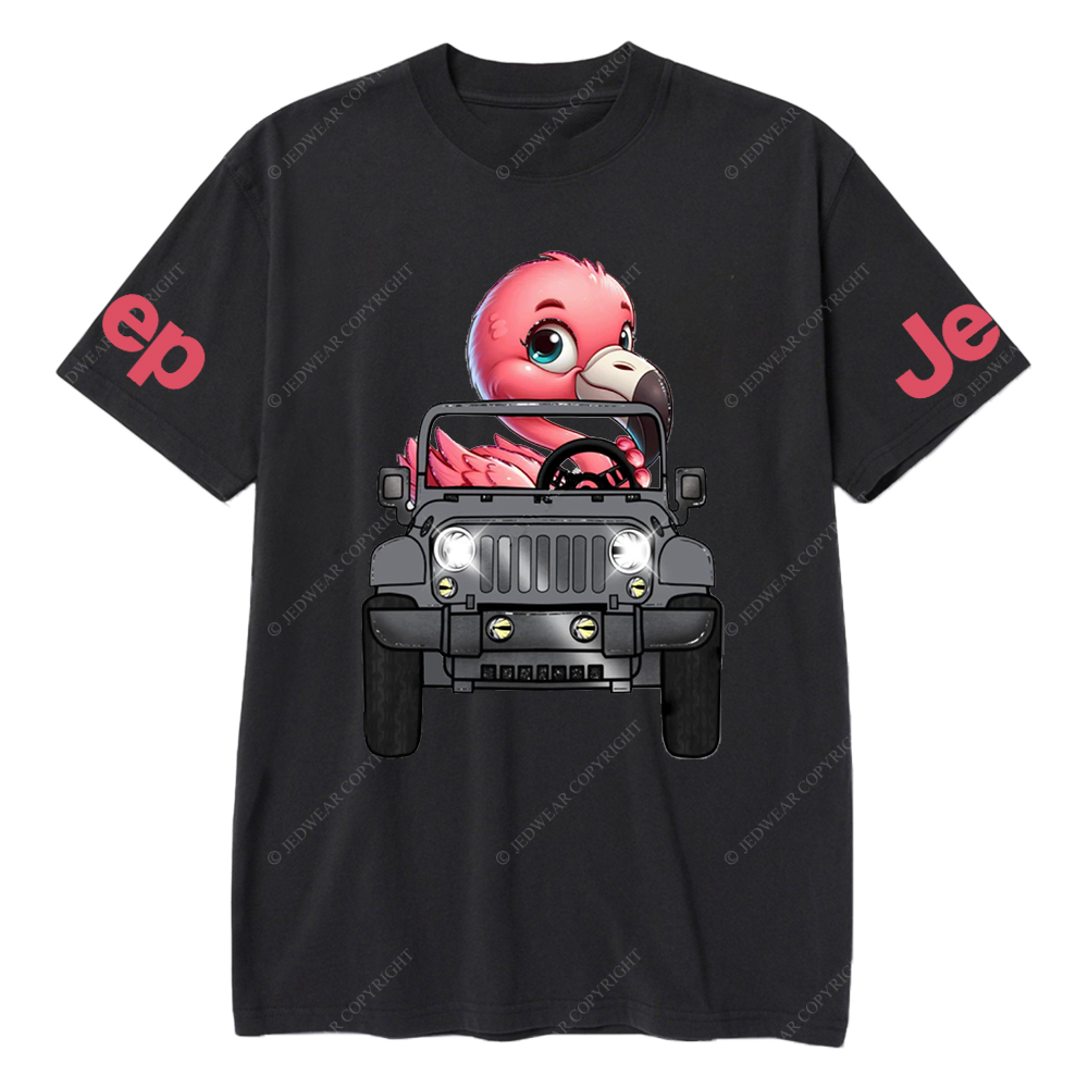 Flamingo Driving Car vJp T-Shirt
