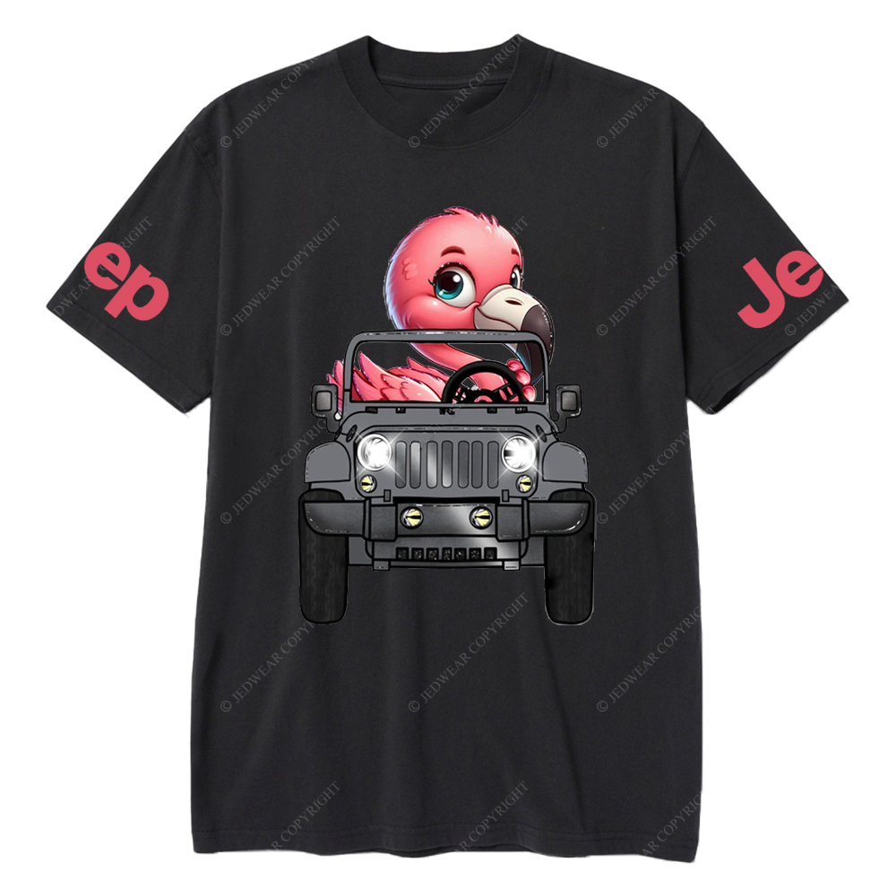 Flamingo Driving Car vJp T-Shirt