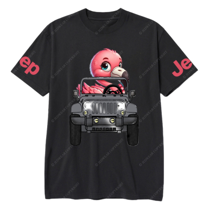 Flamingo Driving Car vJp T-Shirt