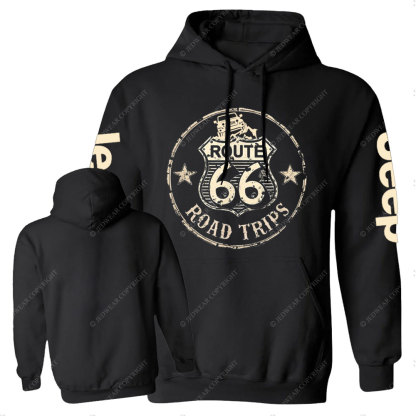 Retro Route 66 Jp Adventure Road Trip Vintage Casual Hoodie