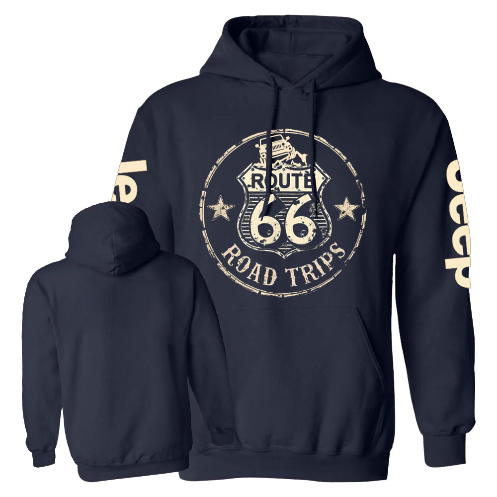 Retro Route 66 Jp Adventure Road Trip Vintage Casual Hoodie