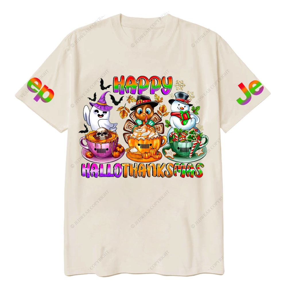 Happy Hallothanksmas Halloween Christmas Thanksgiving Jp T-Shirt