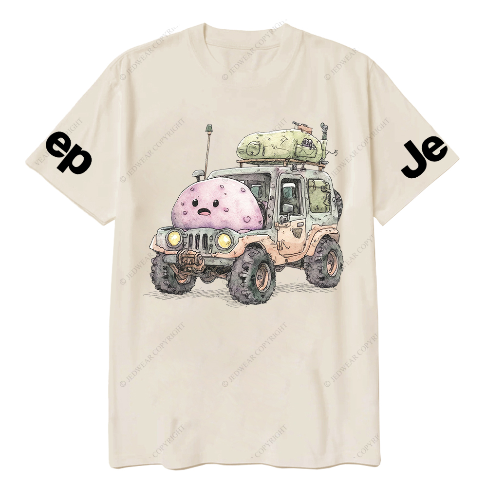 Funny Monster Truck With Luggage On Wheels Watercolor Illustration Jp T-Shirt