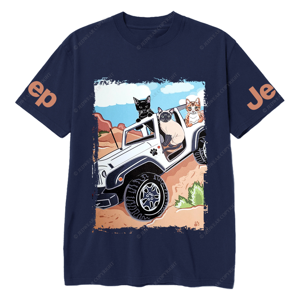 Funny Off-Road Cute Cartoon Cats Jp T-Shirt