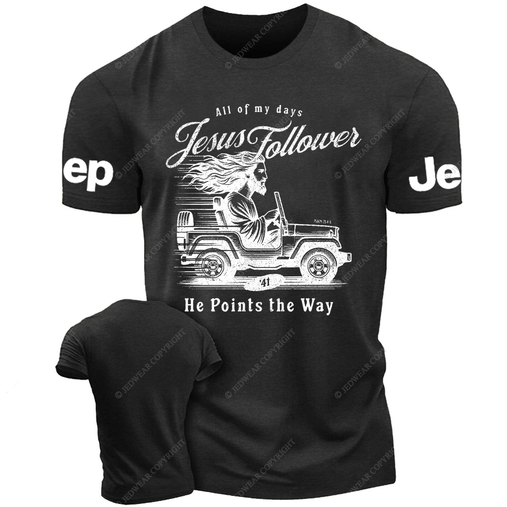 Follower Of Jesus Religion He Points The Way Jp T-Shirt