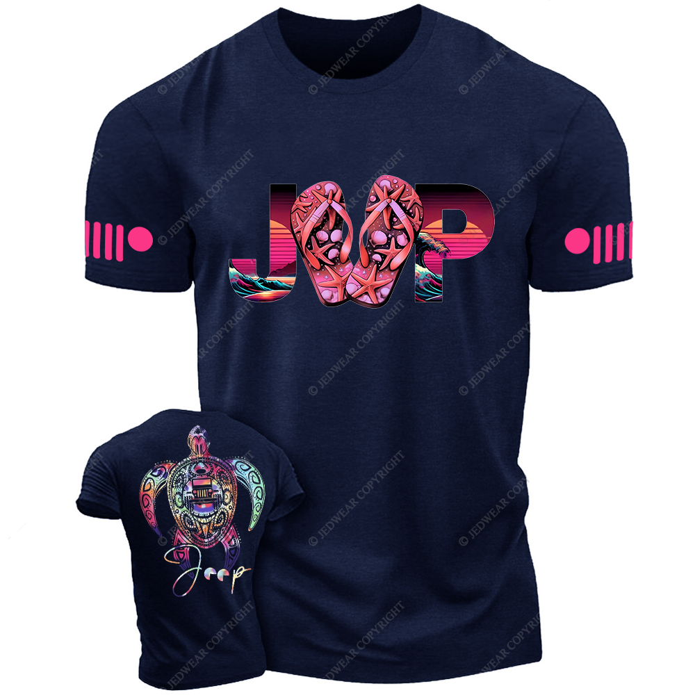 Colorful Summer Turtle Slippers Jp T-Shirt