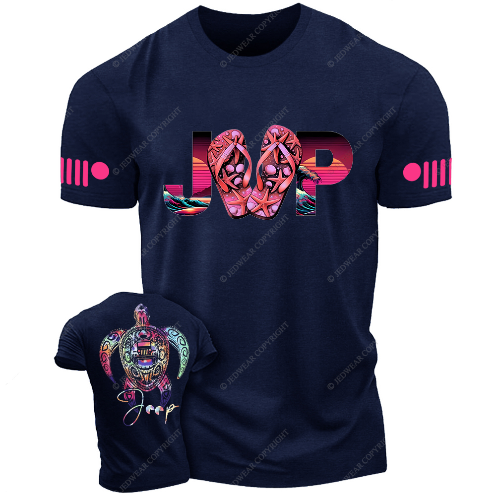 Colorful Summer Turtle Slippers Jp T-Shirt