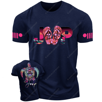 Colorful Summer Turtle Slippers Jp T-Shirt