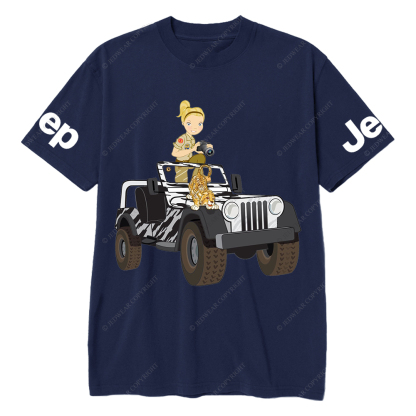 Cartoon Girl And Tiger Holding Camera Jp T-Shirt