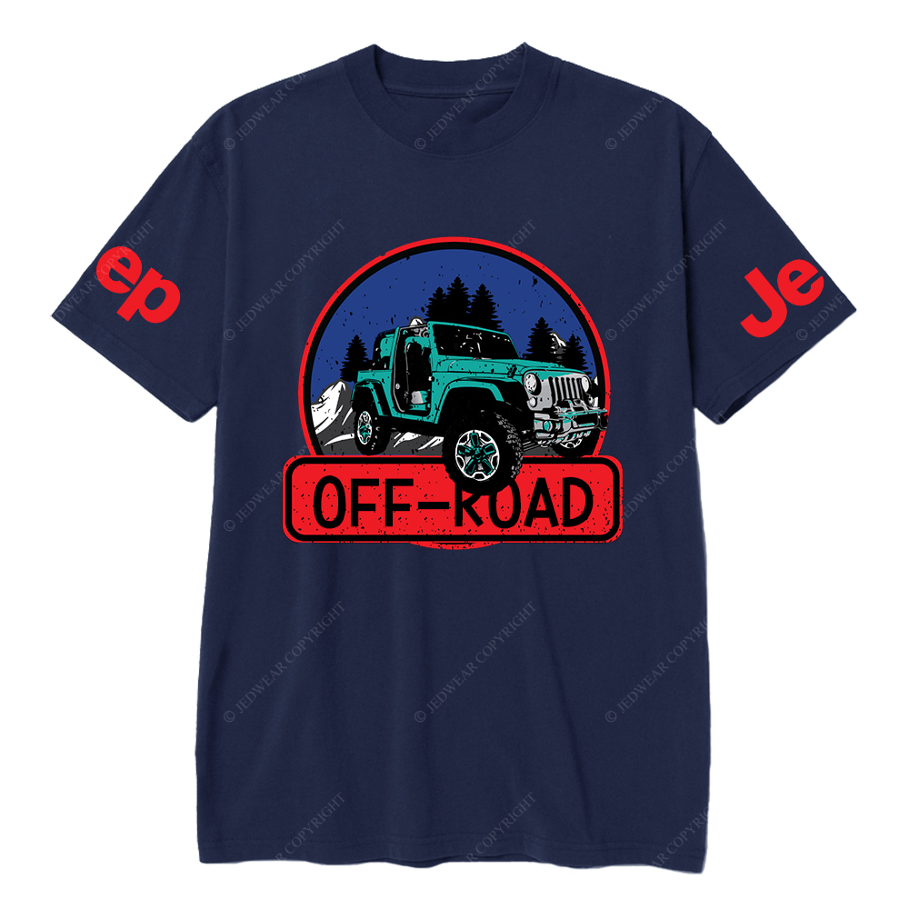 Off-Road Vehicle Driving On Mountain Road Surrounded By Trees JP T-Shirt