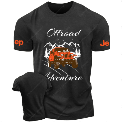 Off-Road Adventure Orange Vehicle Driving On The Road JP T-Shirt