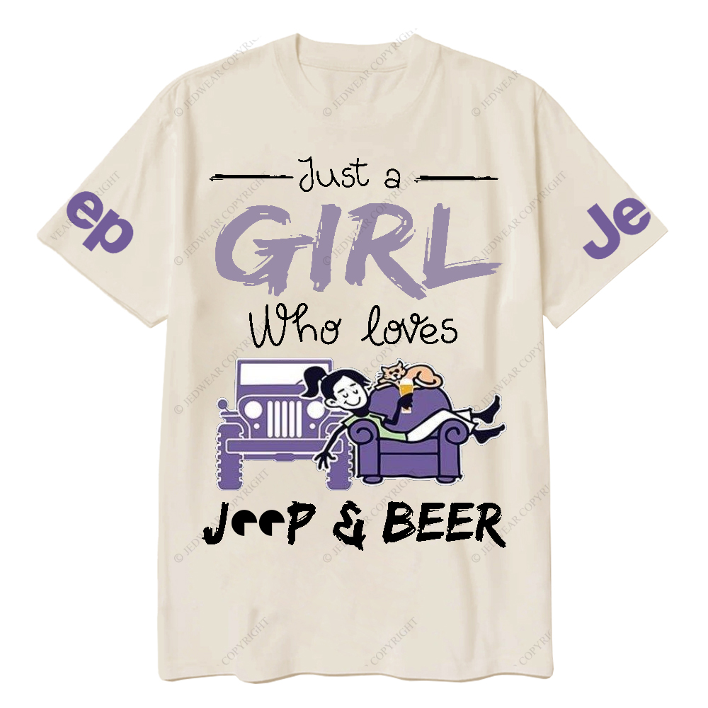 Just A Girl Who Loves Car And Beer Jp T-Shirt