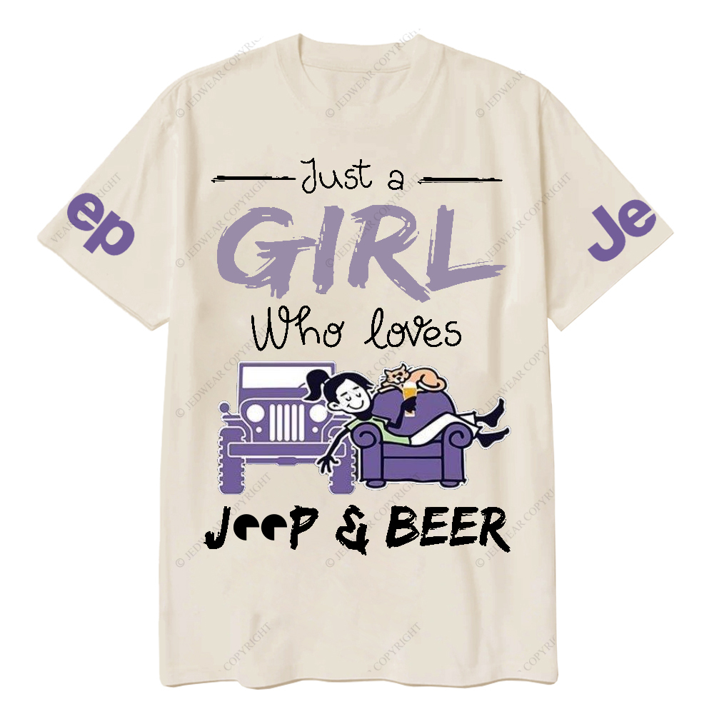 Just A Girl Who Loves Car And Beer Jp T-Shirt