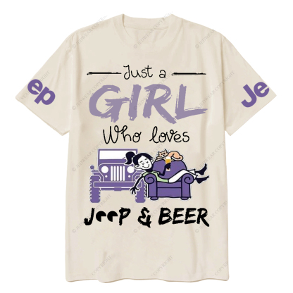 Just A Girl Who Loves Car And Beer Jp T-Shirt