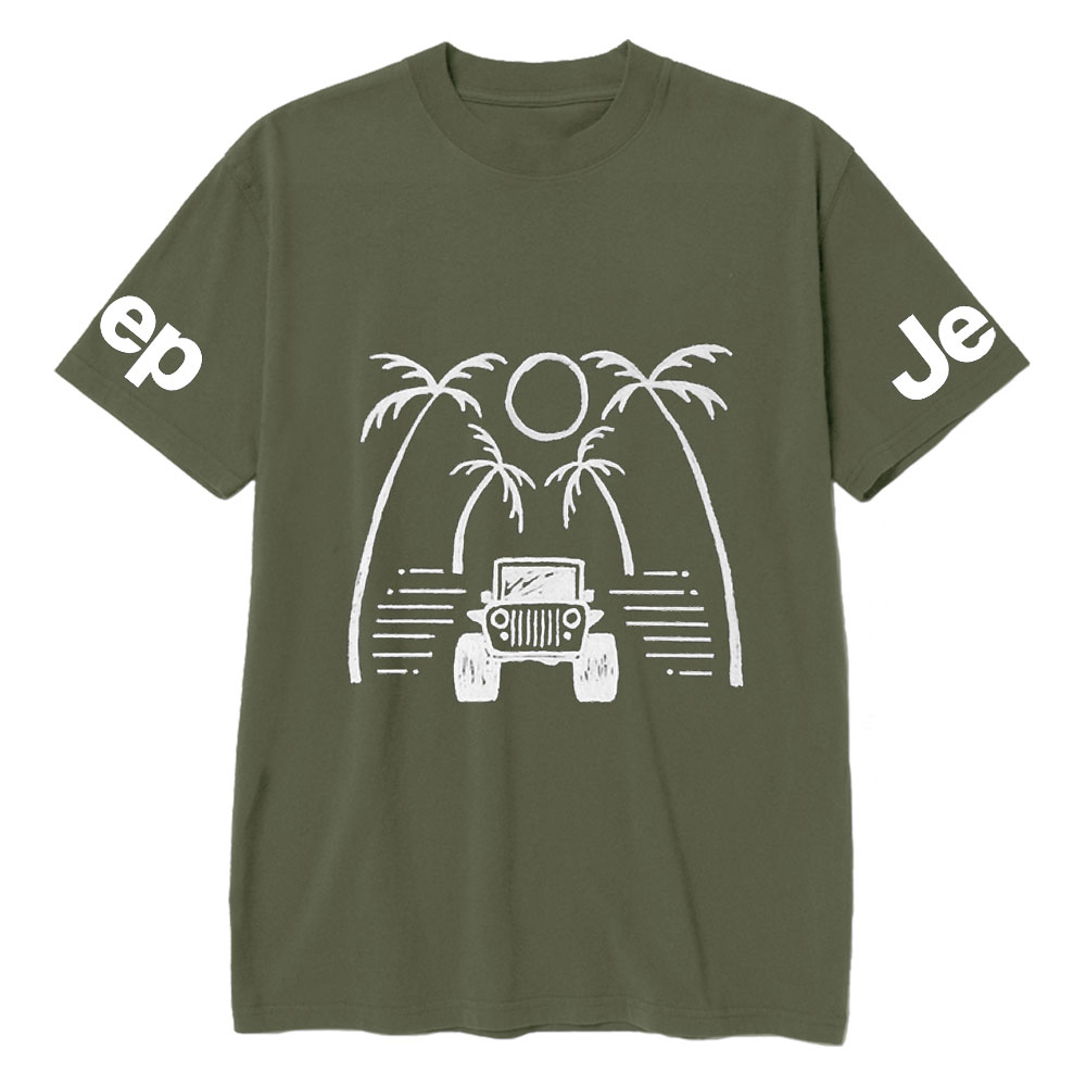Jp Casual Palm Tree Hand-Painted Print T-shirt
