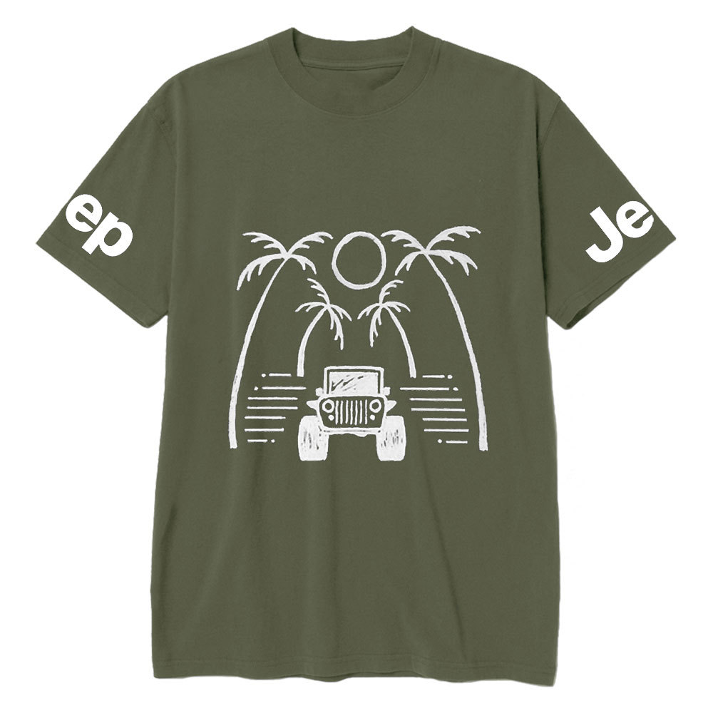 Jp Casual Palm Tree Hand-Painted Print T-shirt