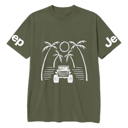Jp Casual Palm Tree Hand-Painted Print T-shirt