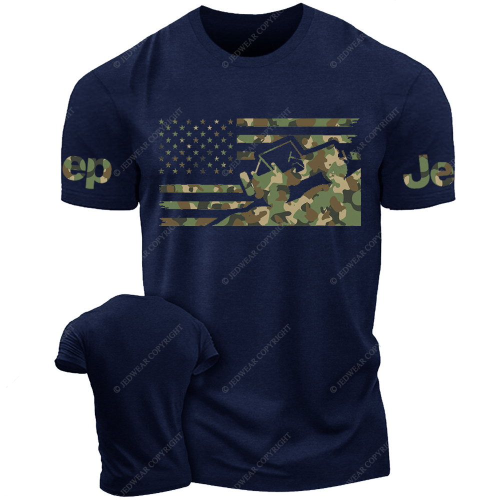 Willys  Camouflage Color American Flag Jp T-Shirt