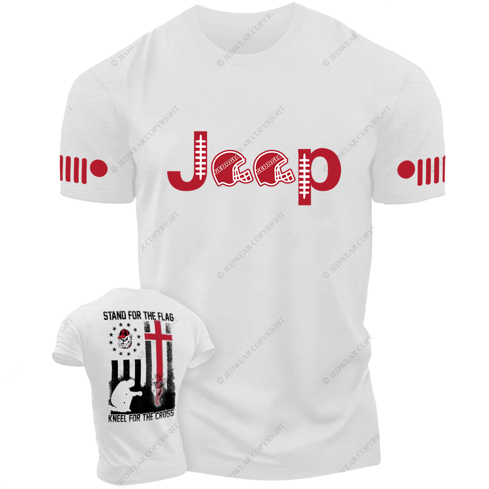 Georgia Bulldogs Stand For The Flag Kneel For The Cross Nation Religion Jp T-Shirt