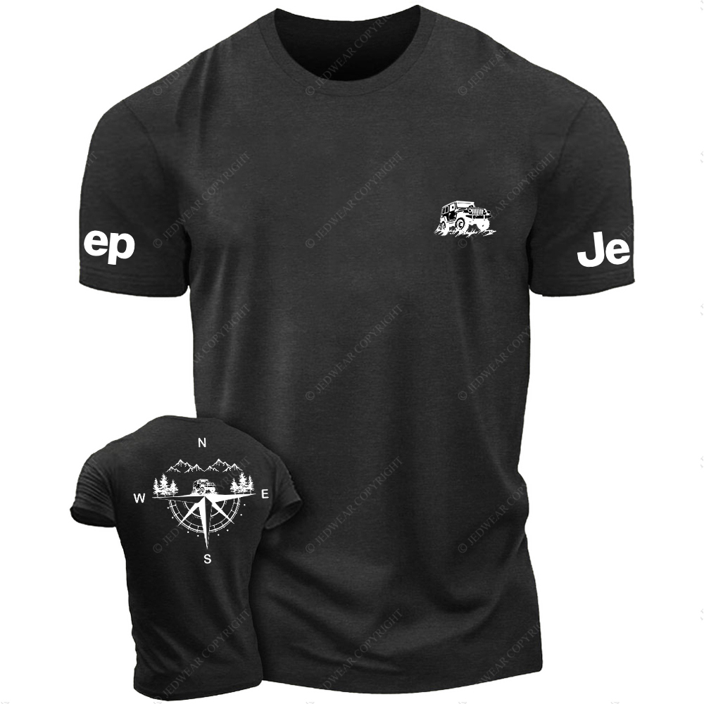 Compass Mountains And Trees Front And Rear Design JP T-Shirt