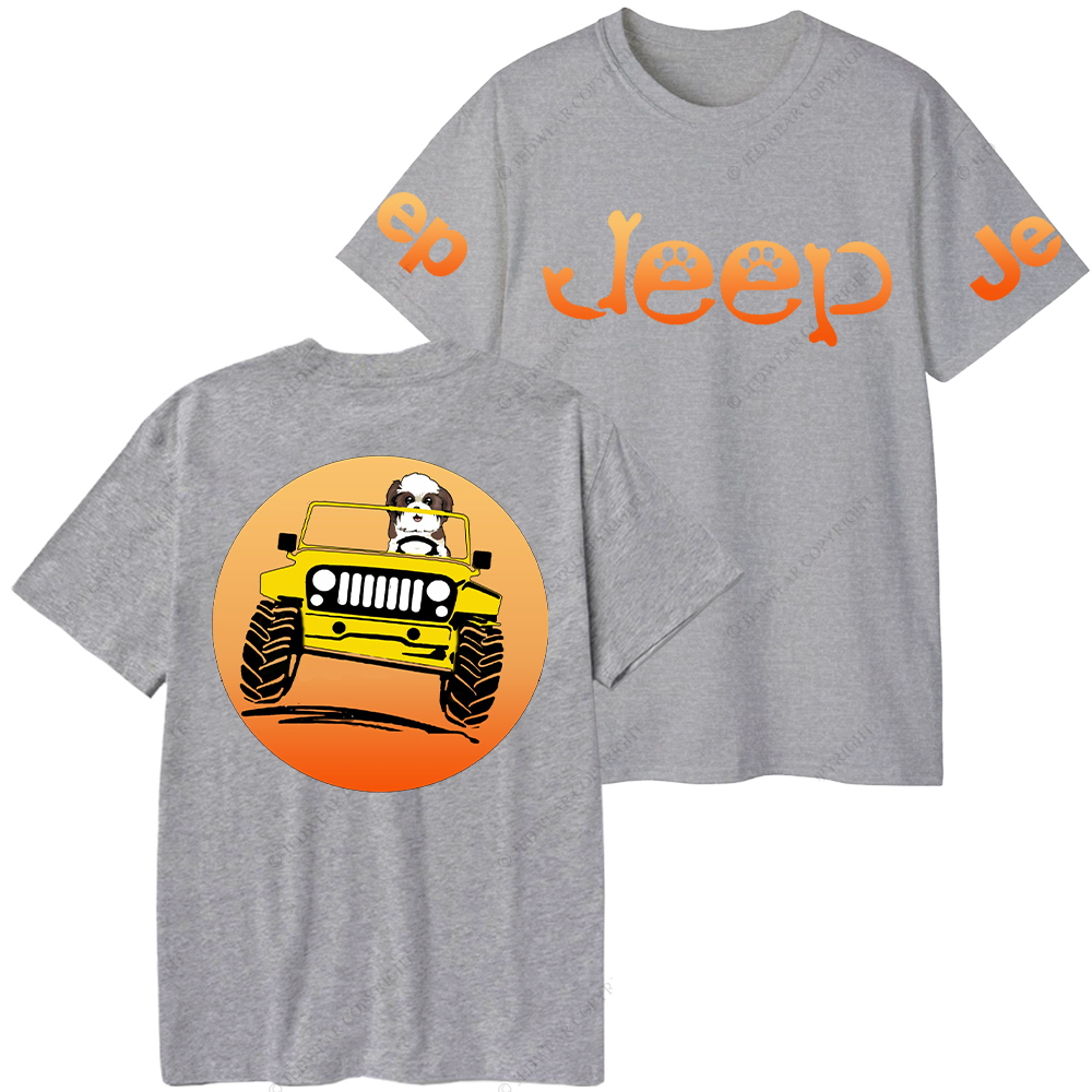Shih Tzu Dog Driving Off-Road Sunset  Jp T-Shirt