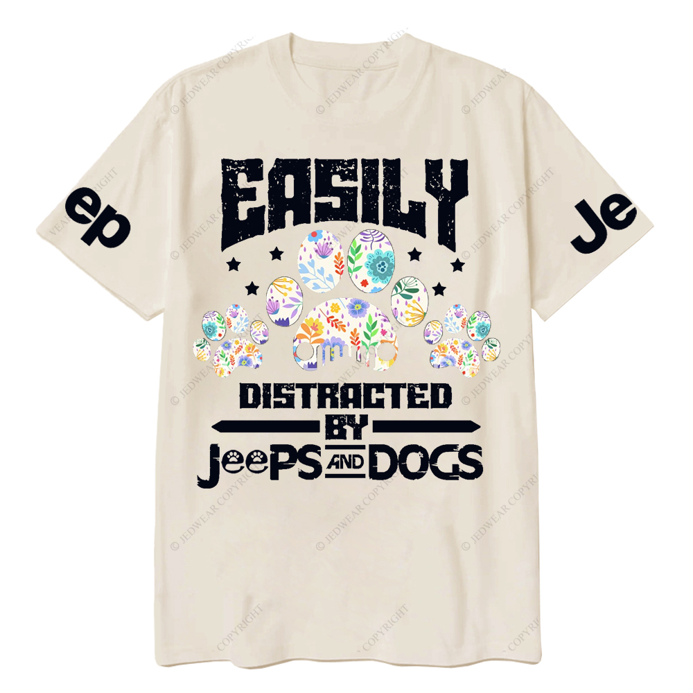 Easily Distracted By Car And Dogs Pet Paw Jp T-Shirt