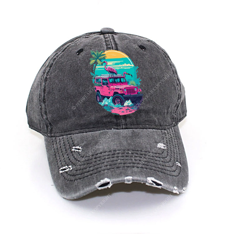 Pink Off-Road And Pink Swan Flamingo On The Seashore Jp Baseball Cap