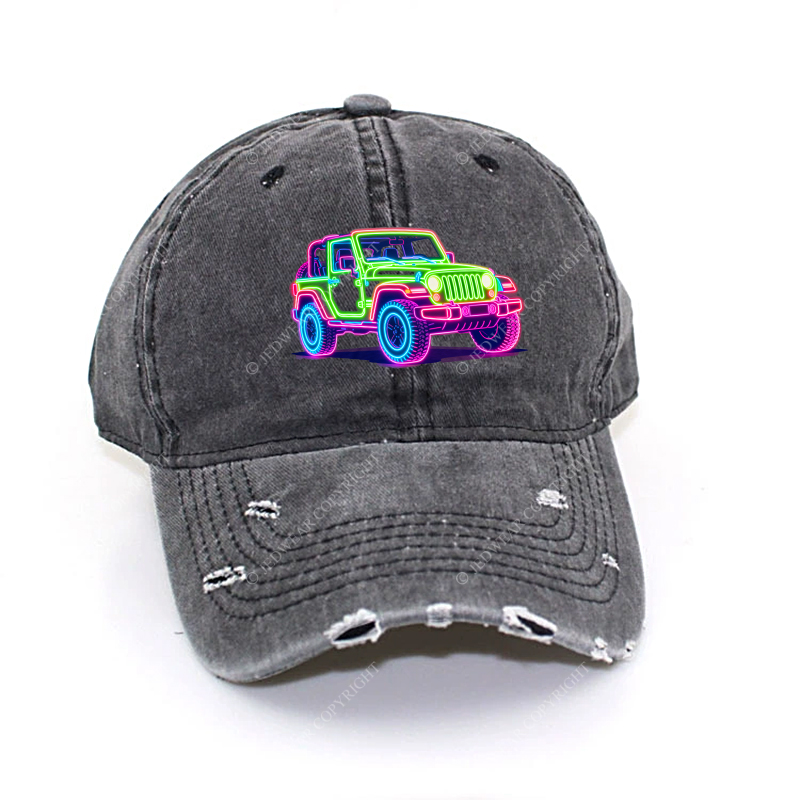 Colorful Neon Lines Off-Road CarJp Baseball Cap