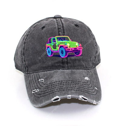 Colorful Neon Lines Off-Road CarJp Baseball Cap