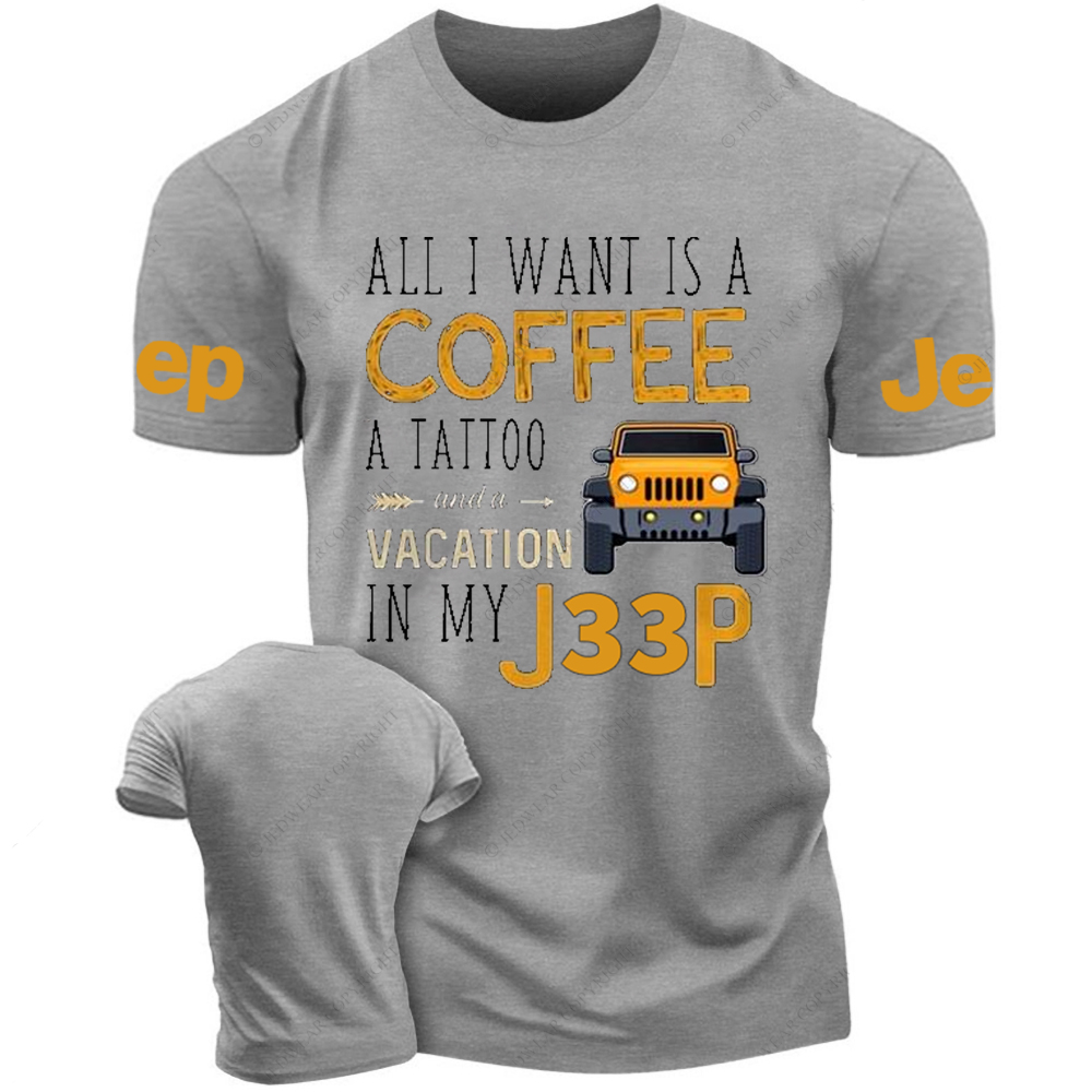 All I Want Is A Coffee A Tattoo And A Vacation In My Car Jp T-Shirt 