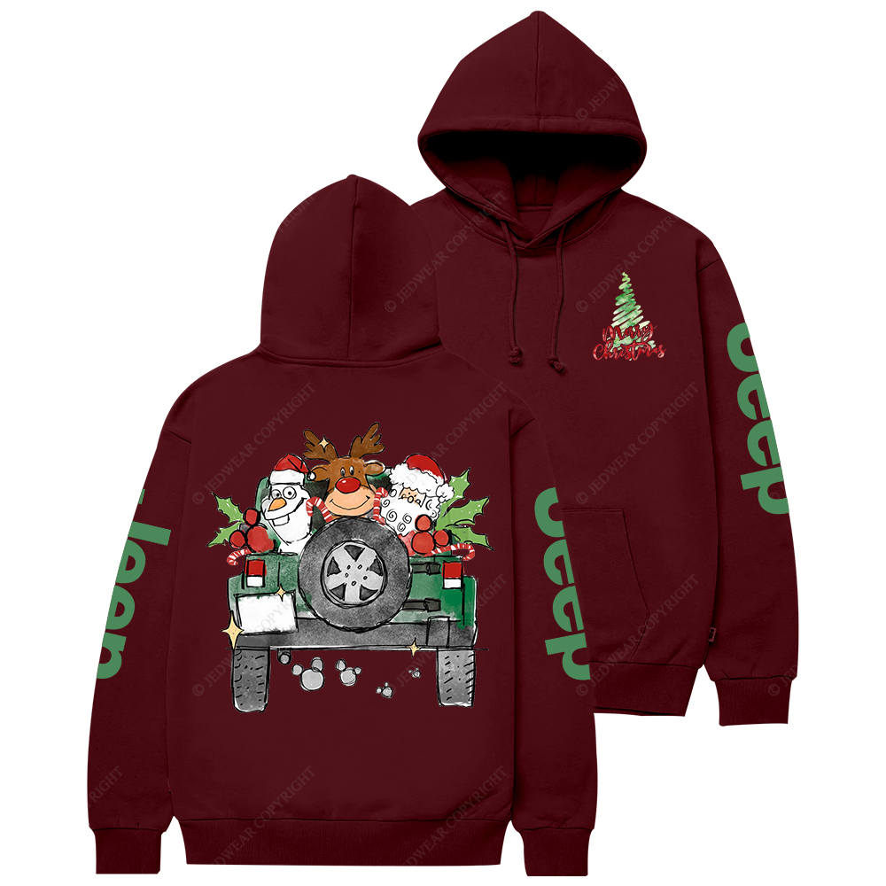 Car Merry Christmas Deer Snowman Santa Mouse Ears  Jp Casual Hoodie