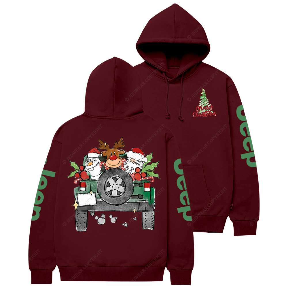 Car Merry Christmas Deer Snowman Santa Mouse Ears  Jp Casual Hoodie