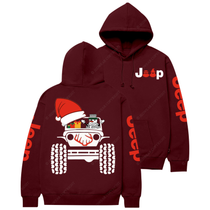 Merry Christmas 4x4 Snowman Reindeer Jp Casual Hoodie