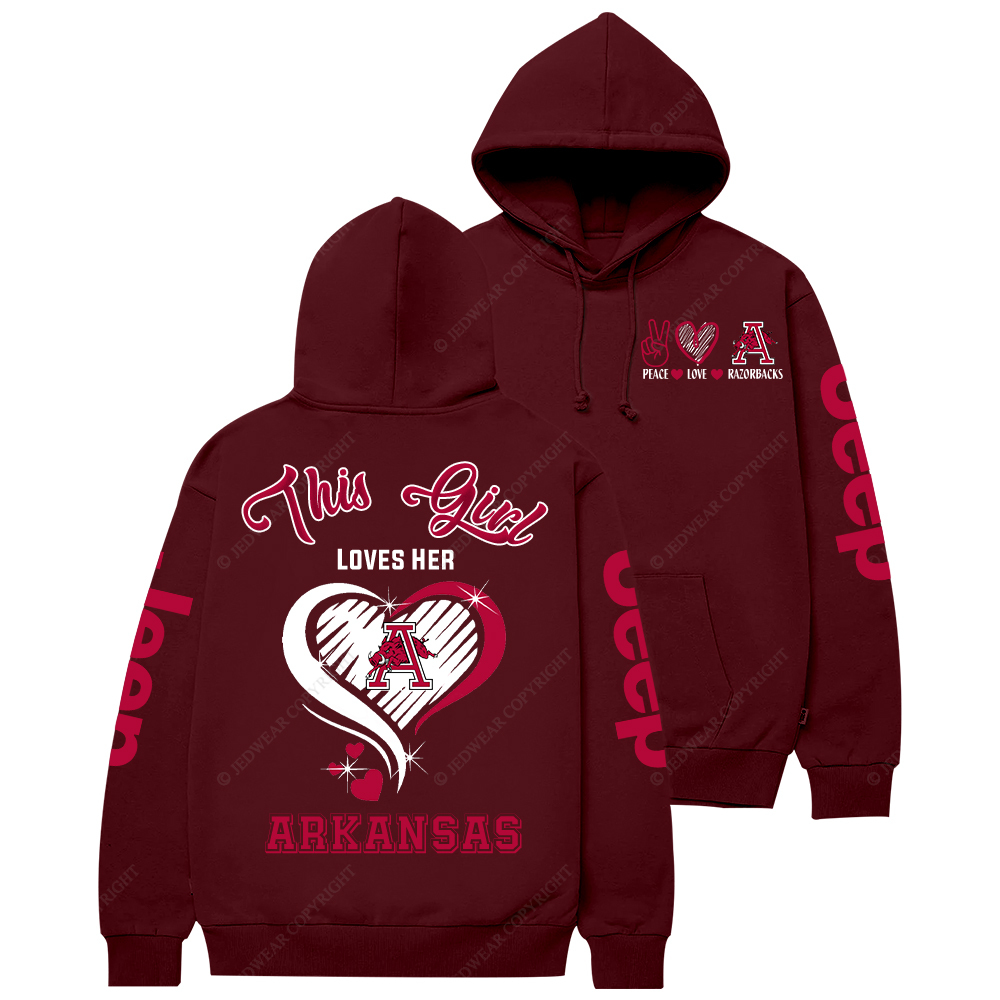 This Girl Loves Her Arkansas Razorbacks Jp Casual Hoodie