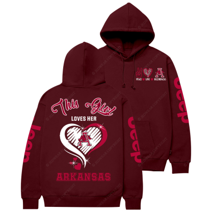 This Girl Loves Her Arkansas Razorbacks Jp Casual Hoodie
