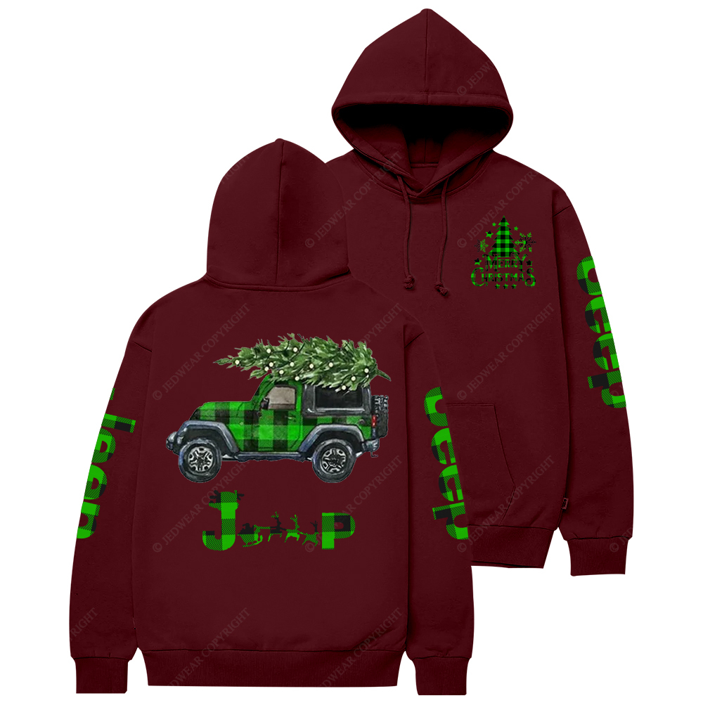 Merry Christmas Green Black Plaid Jp Casual Hoodie