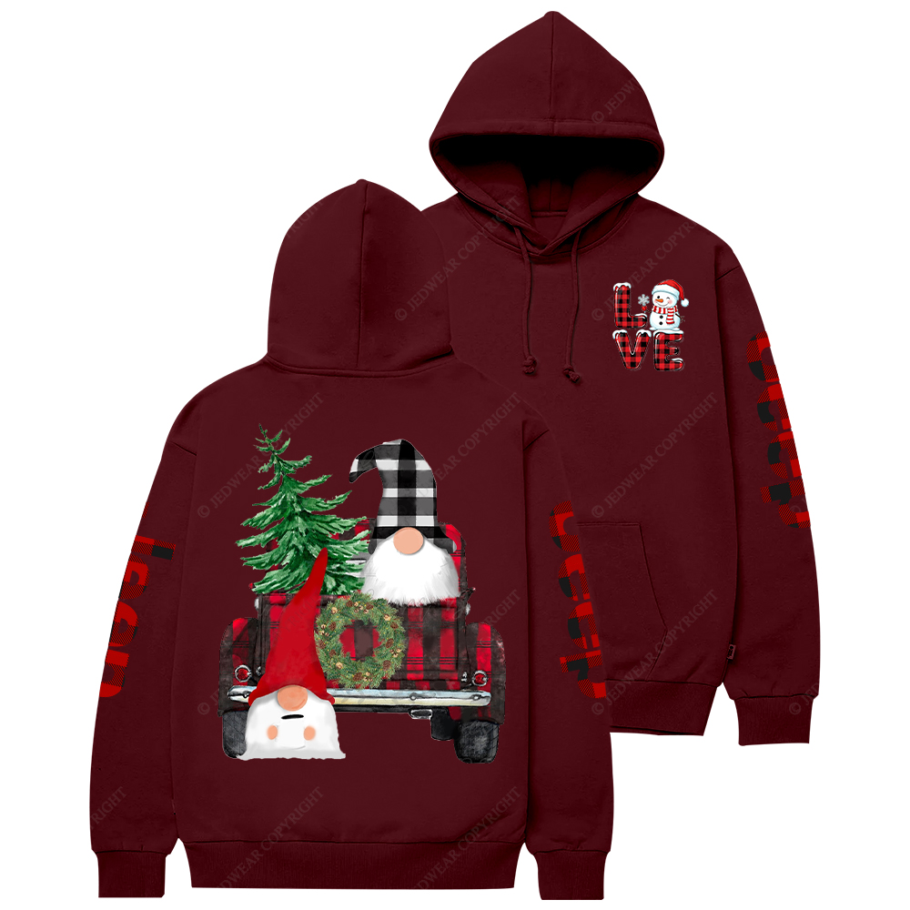 Merry Christmas Gnome Red And Black Plaid Jp Casual Hoodie