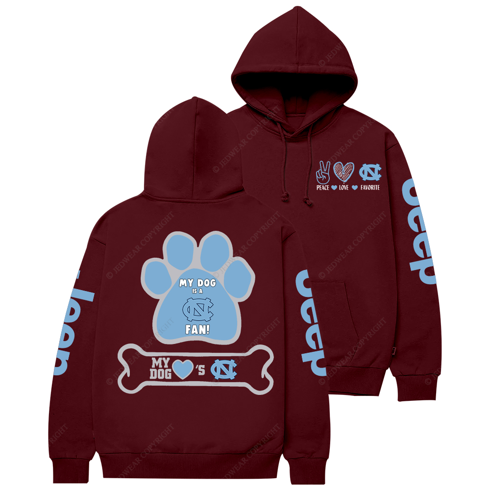North Carolina Tar Heels Paw Print Jp Casual Hoodie