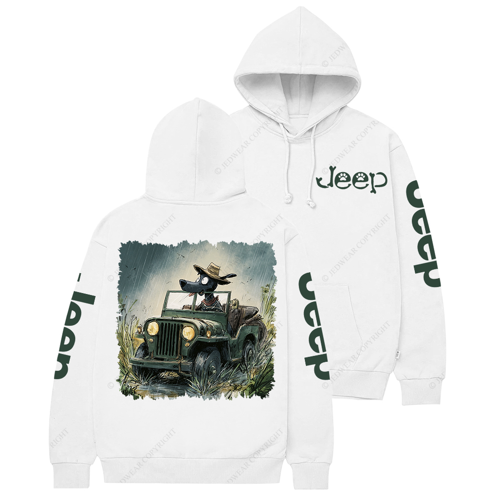 Dog Driving A Car In The Rain Jp Casual Hoodie