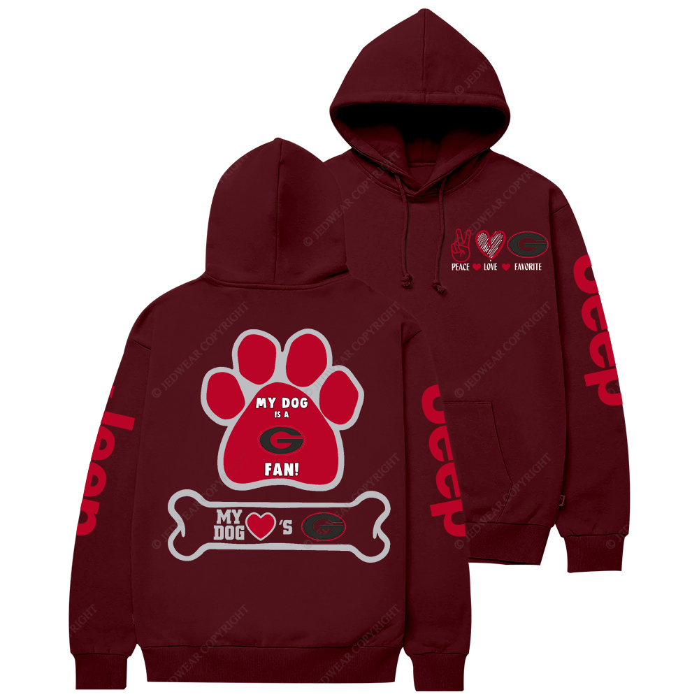Georgia Bulldogs Paw Print Jp Casual Hoodie