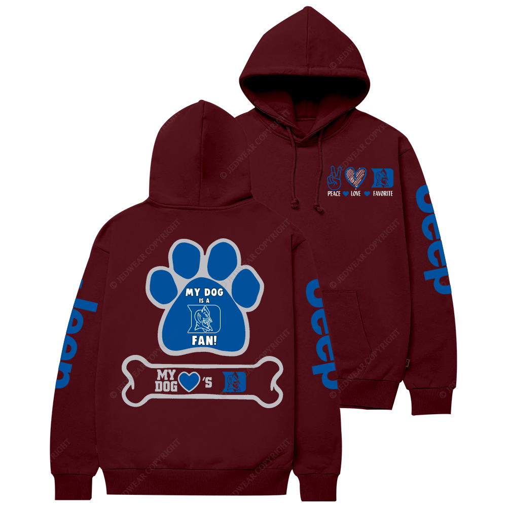 Duke Bluedevil Paw Print Jp Casual Hoodie