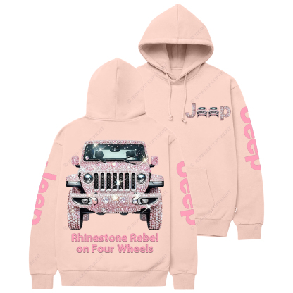 Pink Bling Sparkle Rhinestone Car Glam Girl Jp Casual Hoodie