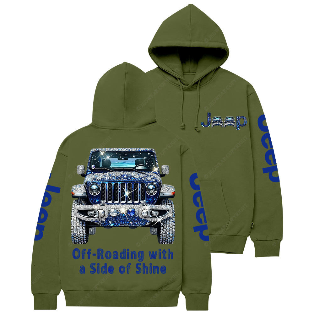 Blue Bling Sparkle Rhinestone Car Glam Girl Jp Casual Hoodie