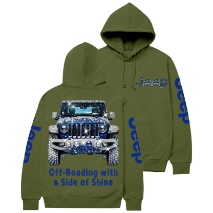 Blue Bling Sparkle Rhinestone Car Glam Girl Jp Casual Hoodie