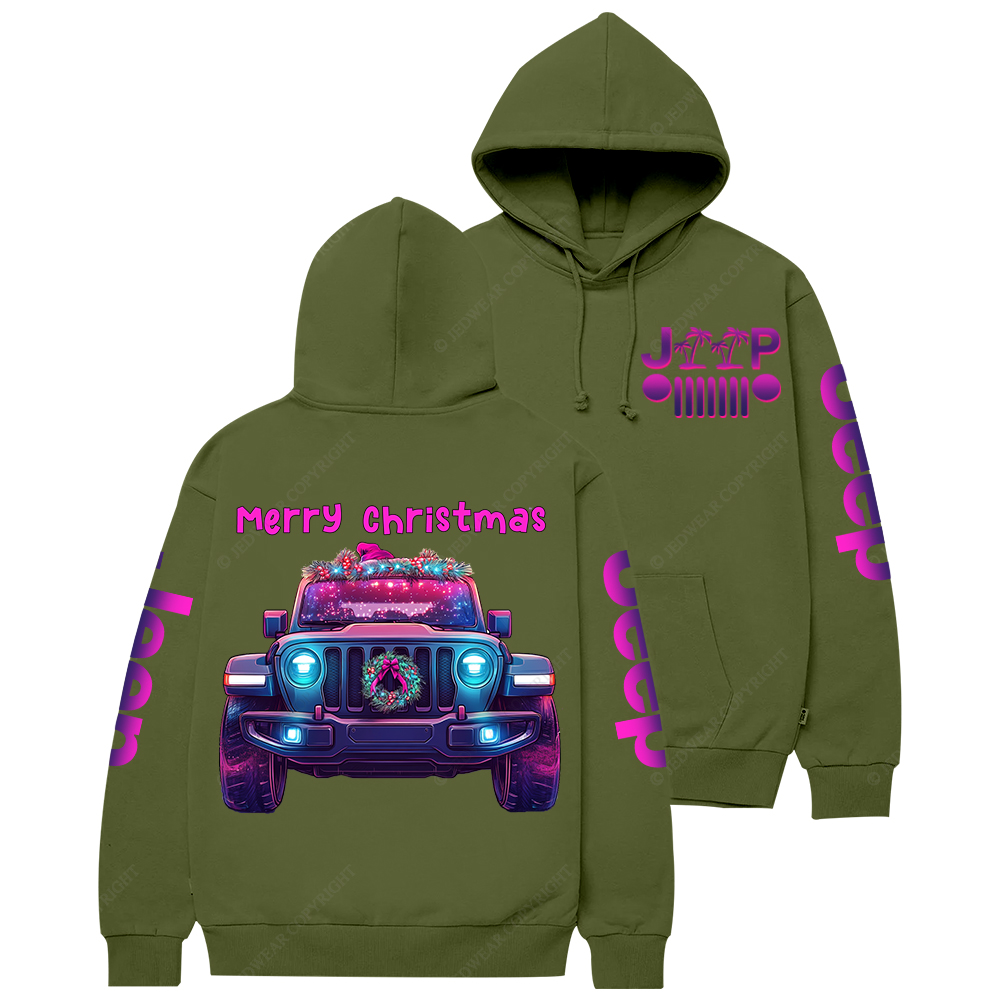 Colorful Merry Christmas Car Jp Casual Hoodie