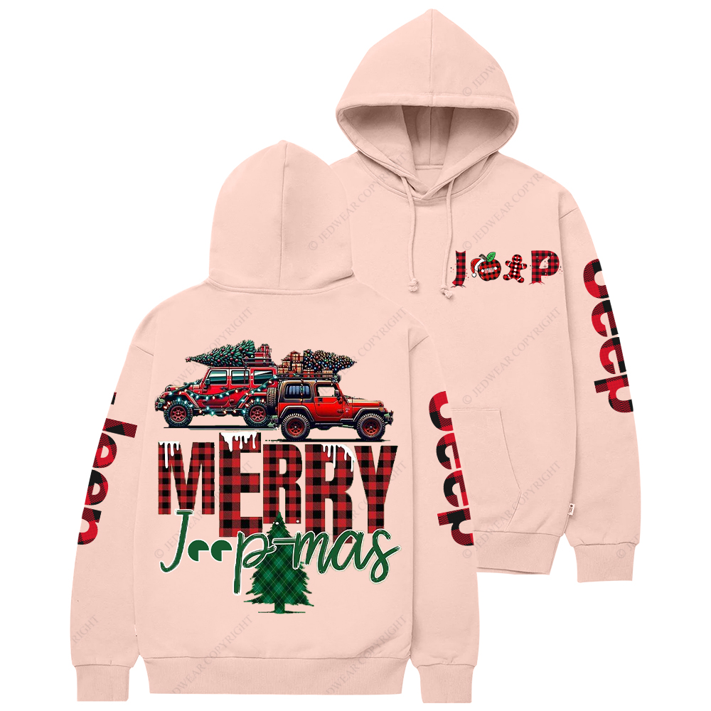 Merry Christmas Red And Black Plaid Jp Casual Hoodie